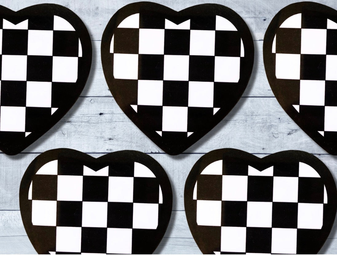 Checkered Heart Vinyl Sticker