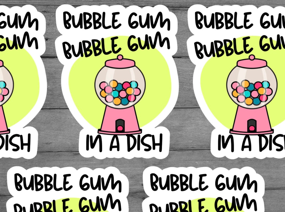 Bubble Gum Bubble Gum In A Dish Vinyl Sticker