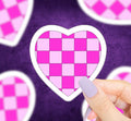 Pink Checkered Heart Vinyl Sticker