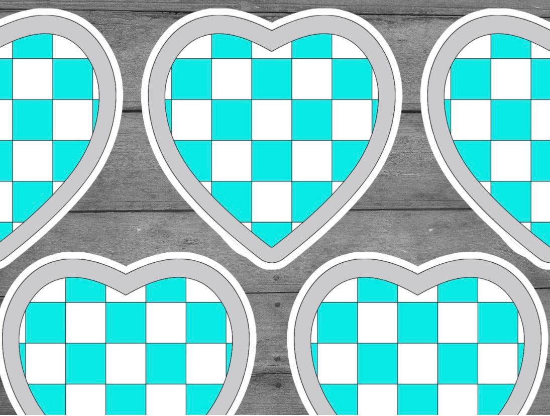 Checkered Heart Vinyl Sticker