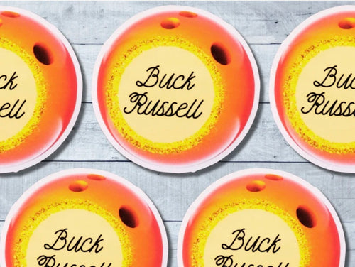 Buck Russell Bowling Ball Vinyl Sticker